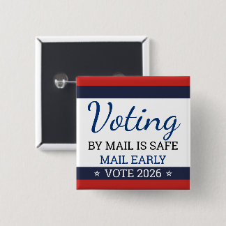 Badge Carré 5 Cm Voter par correspondance est sûr Votez tôt électio
