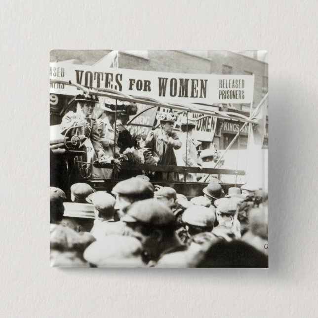 Badge Carré 5 Cm Votes pour des femmes, août 1908 (Devant)