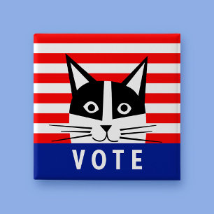 Badge Carré 5 Cm VOTEZ ! Bouton Vote carré