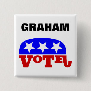Badge Carré 5 Cm Votez Lindsey Graham Eléphant républicain