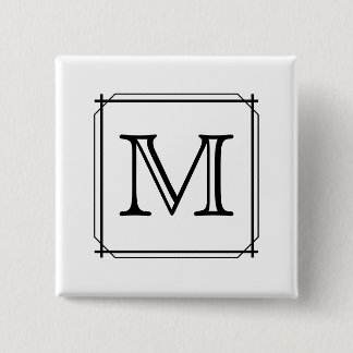 Badge Carré 5 Cm Votre lettre. Monogramme fait sur commande. Noir