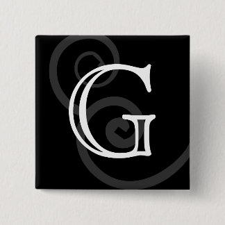 Badge Carré 5 Cm Votre lettre. Monogramme noir/blanc fait sur