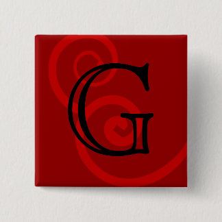Badge Carré 5 Cm Votre lettre. Monogramme rouge fait sur commande