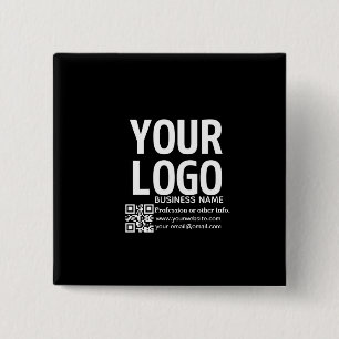Badge Carré 5 Cm Votre logo avec code QR et texte modifiables 