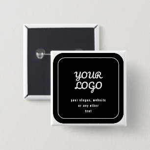 Badge Carré 5 Cm Votre logo et slogan ou autre texte Noir et blan