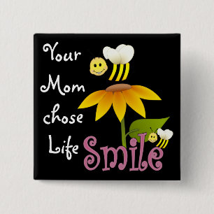 Badge Carré 5 Cm Votre maman a choisi la vie