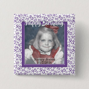Badge Carré 5 Cm Votre Photo 95 Motif de Nombre Aléatoire Violet/Bl