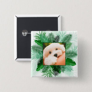 Badge Carré 5 Cm Votre photo dans un cadre en feuille de palme bout