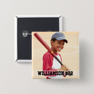 Badge Carré 5 Cm Votre photo personnalisée de baseball ou votre spo