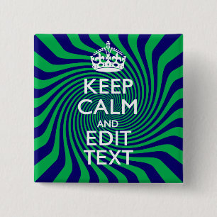 Badge Carré 5 Cm Votre texte de garder le calme dans le décor bleu