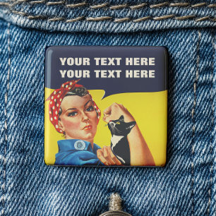 Badge Carré 5 Cm Vous Chat Le Faire Rosie Le Féministe Riveter
