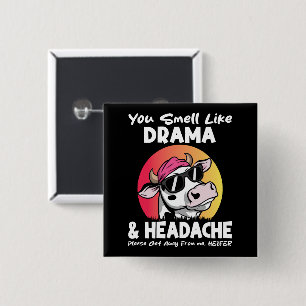 Badge Carré 5 Cm Vous Sentez Comme Drama Casque Cadeaux De Vache Sa