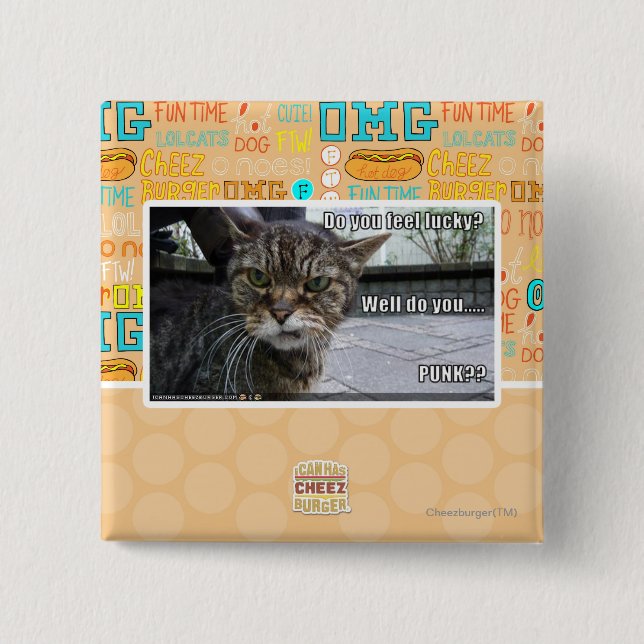 Badge Carré 5 Cm Vous sentez-vous chanceux ? (Devant)