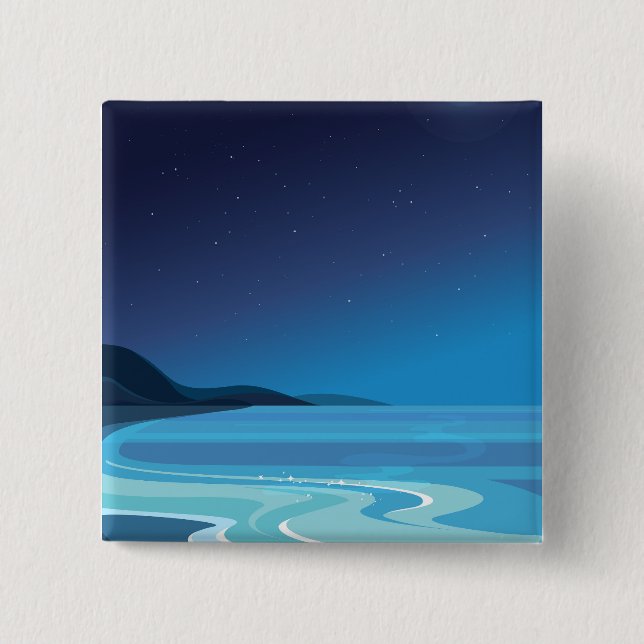 Badge Carré 5 Cm Voyage de plage (Devant)