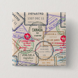 Badge Carré 5 Cm Voyage de timbres de passeport