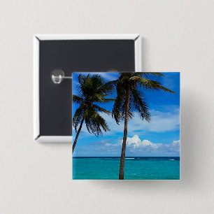 Badge Carré 5 Cm Voyage en famille Plage vacances Guadeloupe Caraïb
