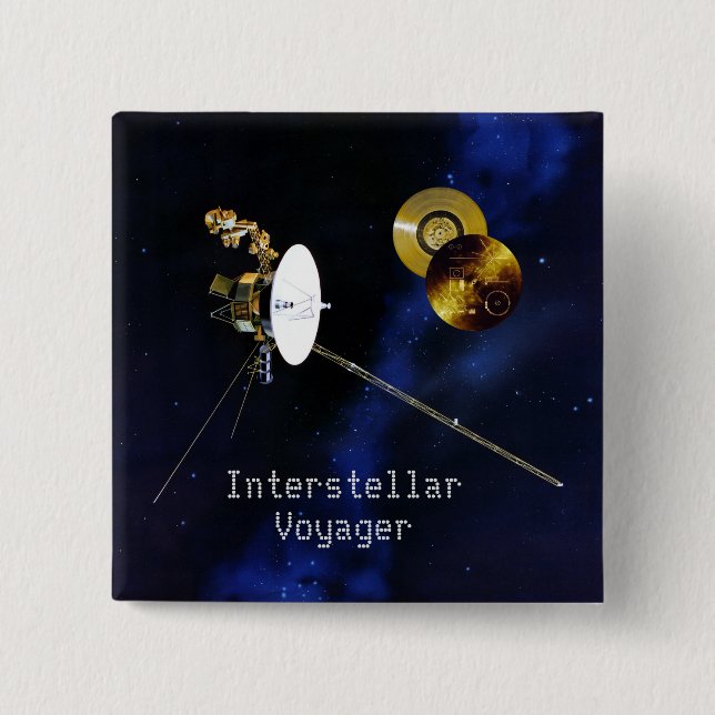 Badge Carré 5 Cm Voyager interstellaire (Devant)