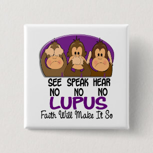 Badge Carré 5 Cm Voyez que parler n'entendez aucun lupus 1