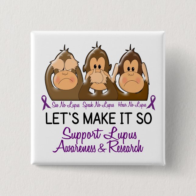 Badge Carré 5 Cm Voyez que parler n'entendez aucun lupus 2 (Devant)