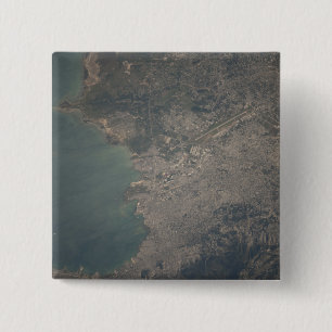 Badge Carré 5 Cm Vue aérienne de la région de Port-au-Prince d'Haït