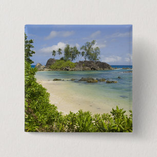 Badge Carré 5 Cm Vue côtière sur l'île de Mahe