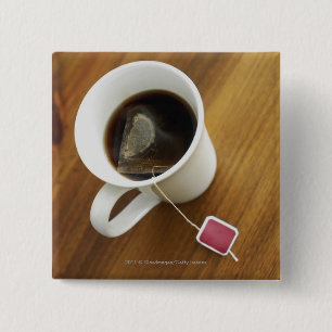 Badge Carré 5 Cm Vue courbe d'une tasse de thé