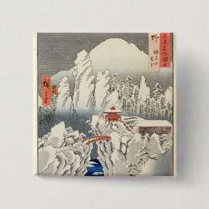 Badge Carré 5 Cm Vue de bâti Haruna dans la neige