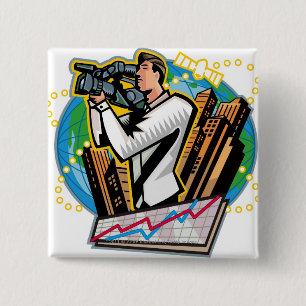 Badge Carré 5 Cm Vue de côté du tir de l'homme