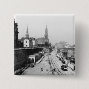 Badge Carré 5 Cm Vue de Dresde du Bruehlsche Terrasse