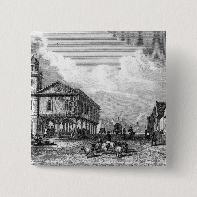 Badge Carré 5 Cm Vue de Faversham, Kent, 1832 (Devant)