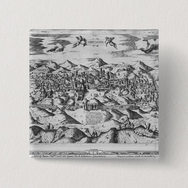 Badge Carré 5 Cm Vue de Jérusalem, 1570 ? (Devant)