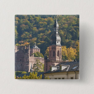 Badge Carré 5 Cm Vue de la vieille ville de Heidelberg