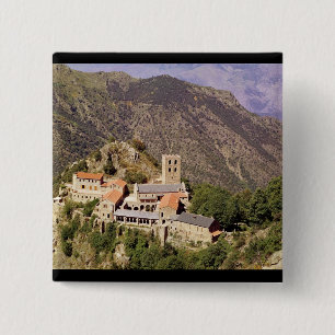 Badge Carré 5 Cm Vue de l'abbaye de St Martin du Canigou