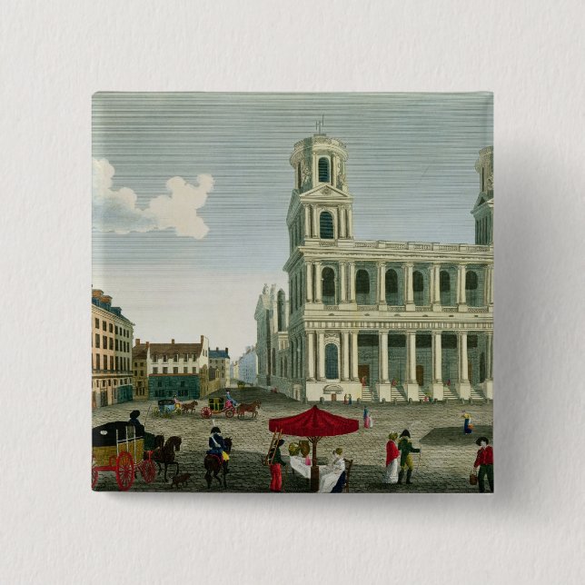 Badge Carré 5 Cm Vue de l'église du Saint-Sulpice (Devant)