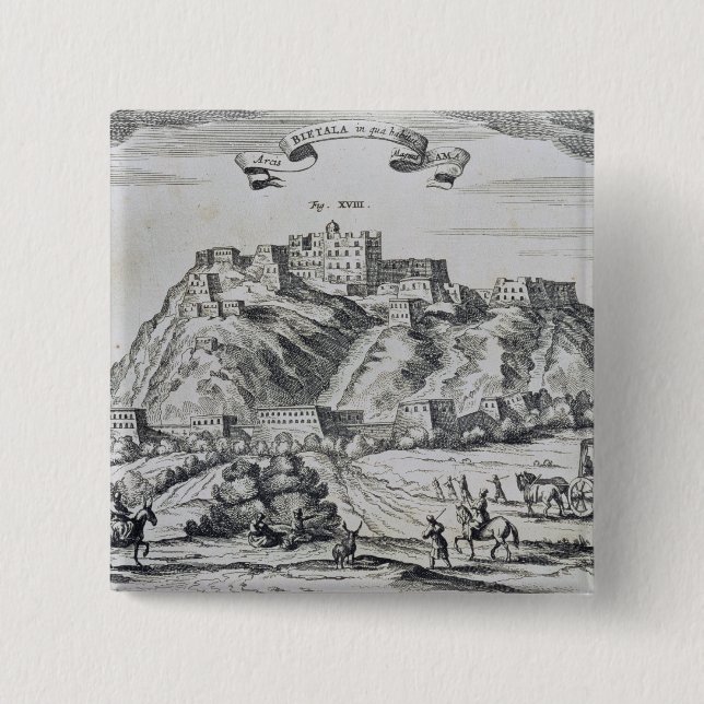 Badge Carré 5 Cm Vue de Lhasa, capitale du Thibet (Devant)