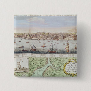 Badge Carré 5 Cm Vue de Lisbonne, 1755