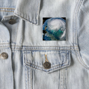 Badge Carré 5 Cm Vue De L'Ouragan Dorian.