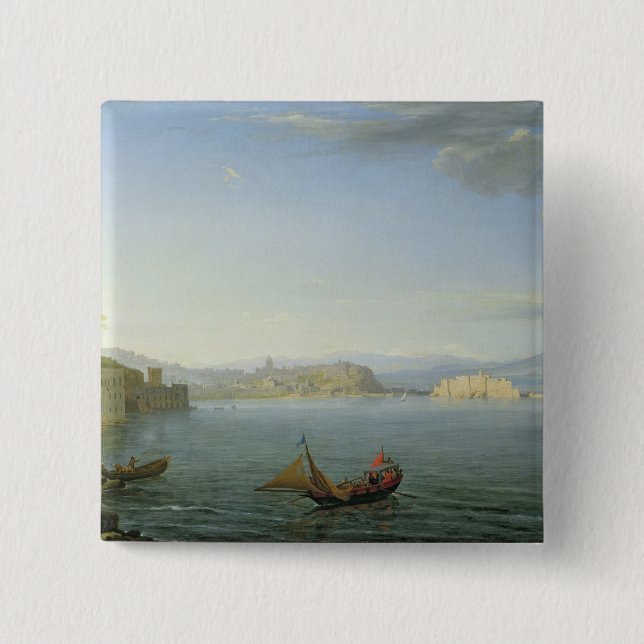 Badge Carré 5 Cm Vue de Naples, 1750 (Devant)