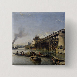 Badge Carré 5 Cm Vue de Paris, de la Seine ou du l'Estacade, 1853