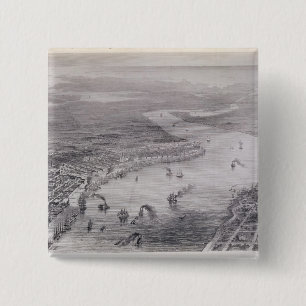 Badge Carré 5 Cm Vue de primevère farineuse de la Nouvelle-Orléan