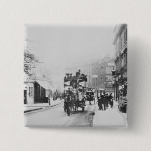 Badge Carré 5 Cm Vue de rue d'église, Kensington c.1906
