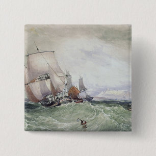 Badge Carré 5 Cm Vue de Scarborough, avec Collier Brig