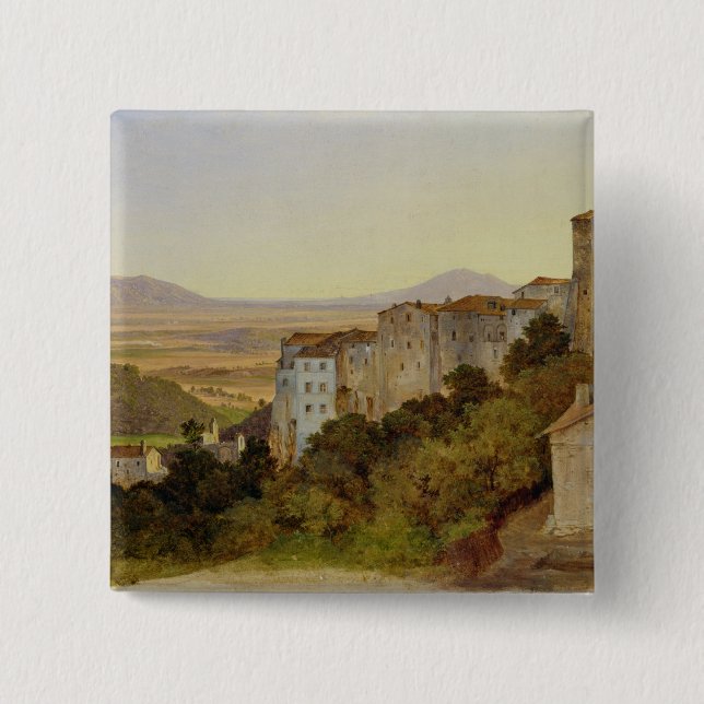 Badge Carré 5 Cm Vue d'Olevano, 1821-24 (Devant)