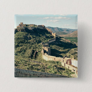 Badge Carré 5 Cm Vue du château, 8ème-12ème siècle
