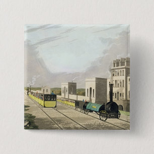 Badge Carré 5 Cm Vue du chemin de fer de Manchester et de