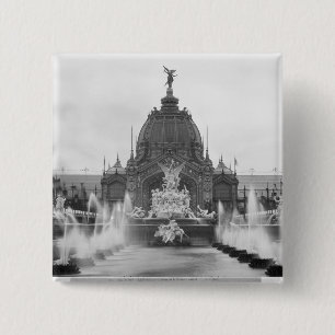 Badge Carré 5 Cm Vue du dôme central et de la fontaine