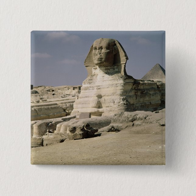 Badge Carré 5 Cm Vue du nord à l'est du sphinx (Devant)