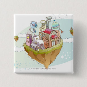 Badge Carré 5 Cm Vue d'une illustration abstraite colorée