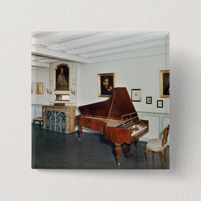 Badge Carré 5 Cm Vue d'une salle avec un piano à queue (Devant)