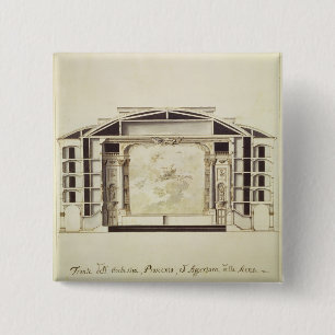 Badge Carré 5 Cm Vue en coupe d'un théâtre sur le canal grand